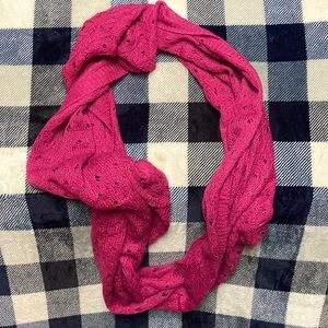 Pink crochet infinity scarf